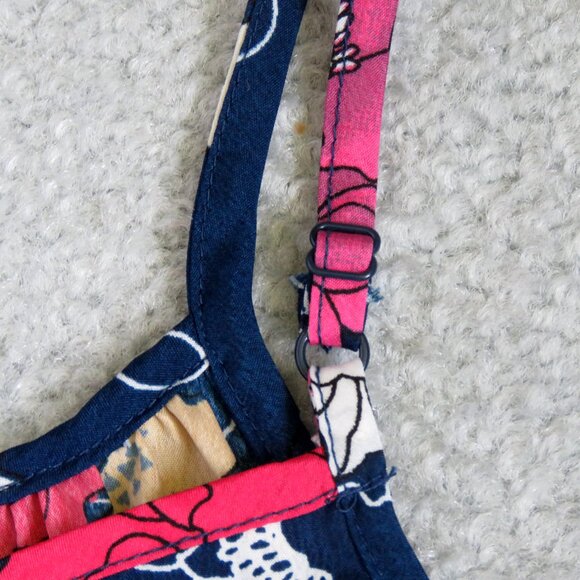 BOG Collective XS Sleeveless Handkerchief High Neck Navy Floral Print Blouse - Picture 10 of 12